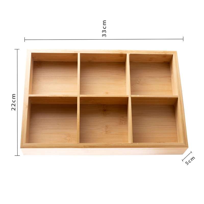 Bamboo Dried Food Box Compartment Candy Box Snack Storage Box, Specification: 6 Grids