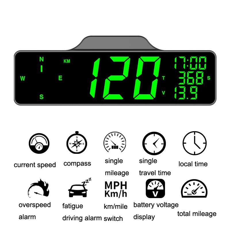 8.0 Inch Screen Car HUD Car Head-up Display Compass Multifunction GPS Speedometer