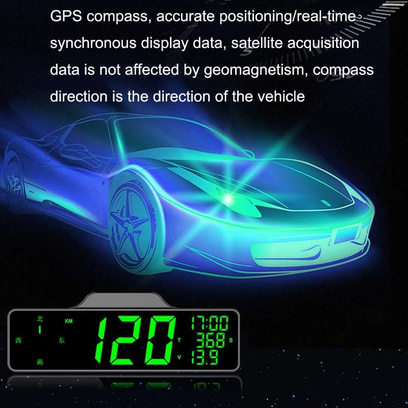 8.0 Inch Screen Car HUD Car Head-up Display Compass Multifunction GPS Speedometer