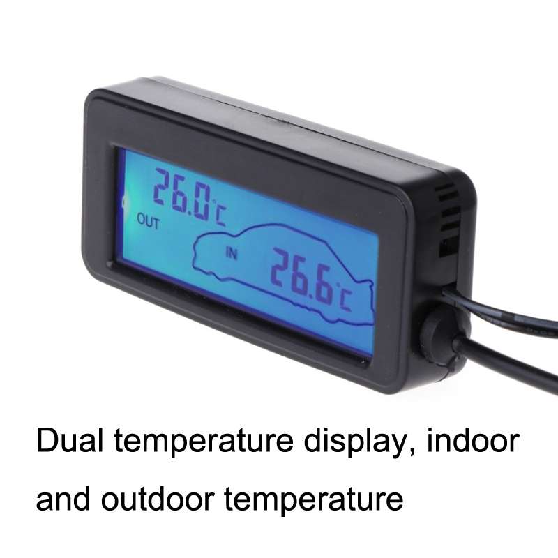 Car Inside and Outside Backlit Mini Digital Thermometer(Red)