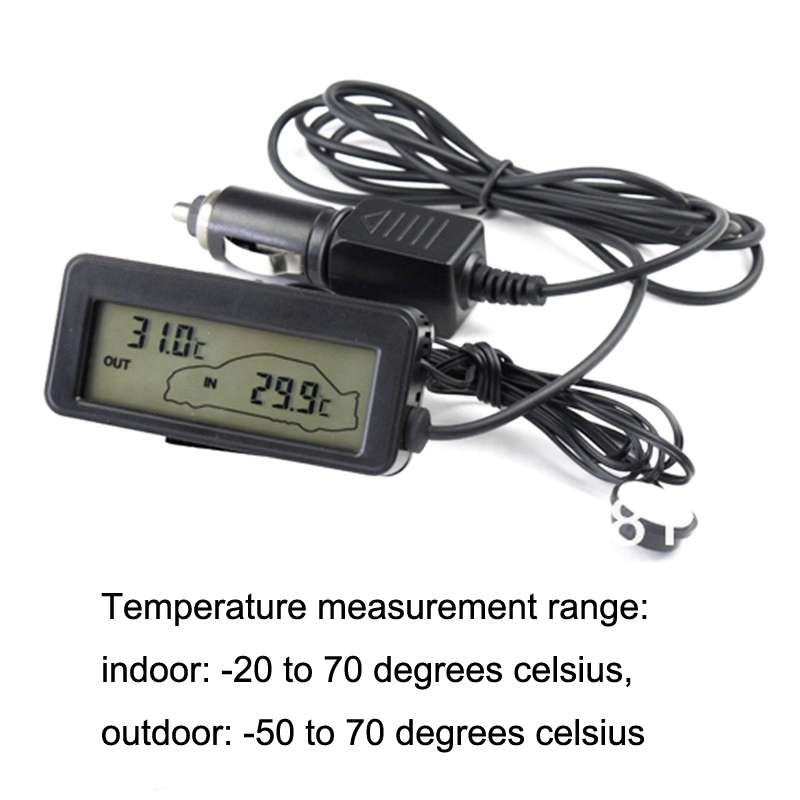 Car Inside and Outside Backlit Mini Digital Thermometer(Red)