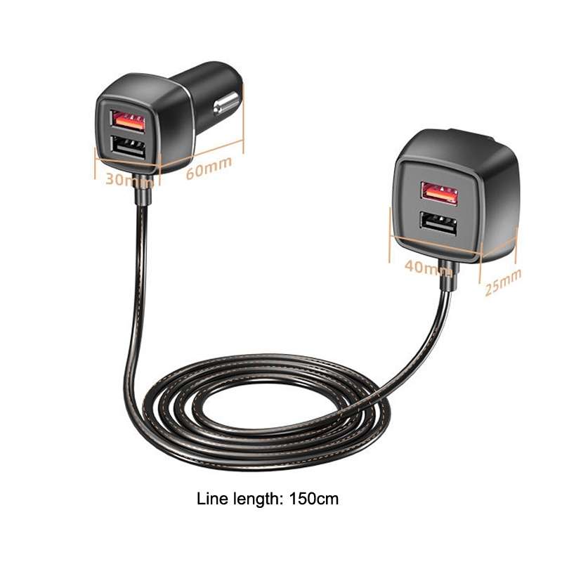 One For Four Car Charger QC3.0 Fast Charge 4USB Car Front And Rear Seat Car Charger, Style: Upgraded