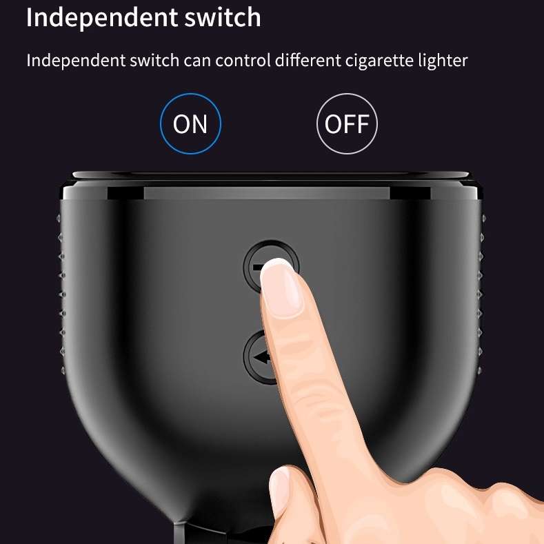 Car Charger With Switch Double Cigarette Hole Car Socket(C06 Neutral)