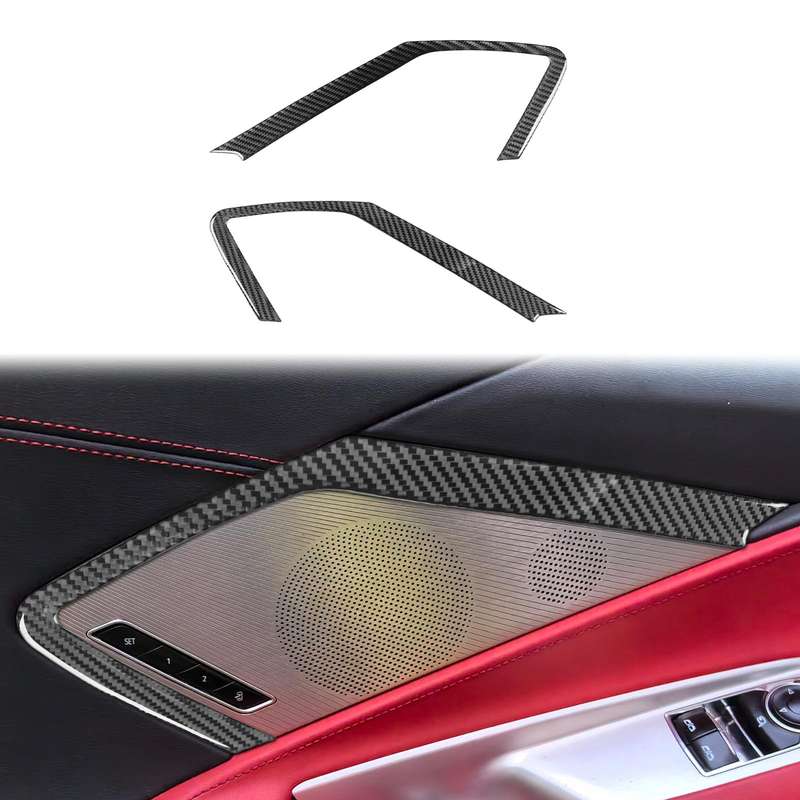 For Chevrolet Corvette C8 2pcs /Set Car Door Speaker Frame Sticker(Black)