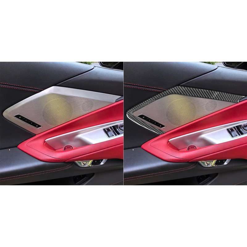 For Chevrolet Corvette C8 2pcs /Set Car Door Speaker Frame Sticker(Black)