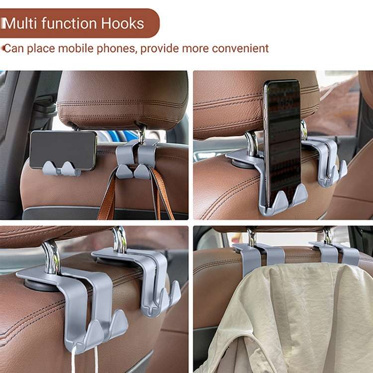 10PCS A-3 Car Hidden Seat Back Hook Multifunctional Rear Phone Holder Hook(Gray)