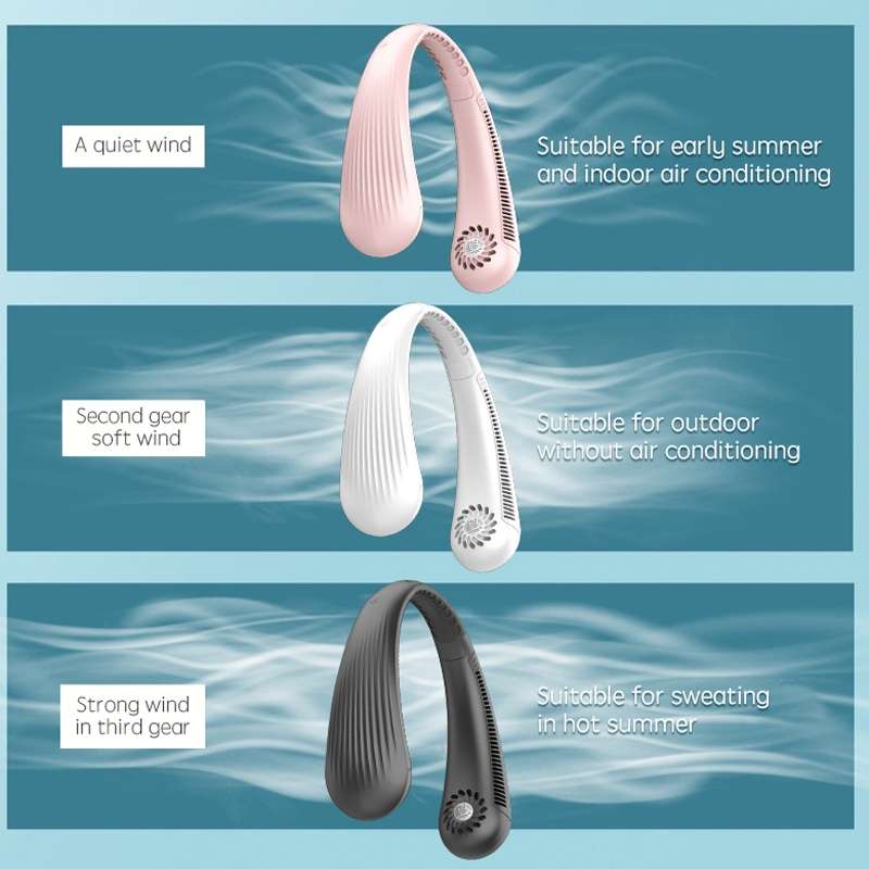 Lazy Hanging Neck Fan Bladeless Silent Sports Fan,Model: T36 Black 3000 mAh