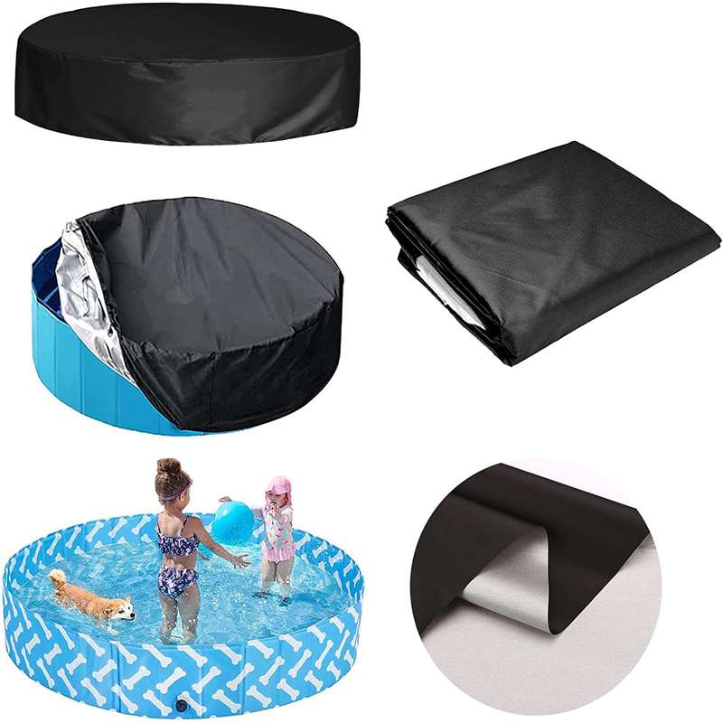 Foldable Round Sunscreen Dustproof Swimming Pool Cover, Specification: Black+Silver 82x30cm