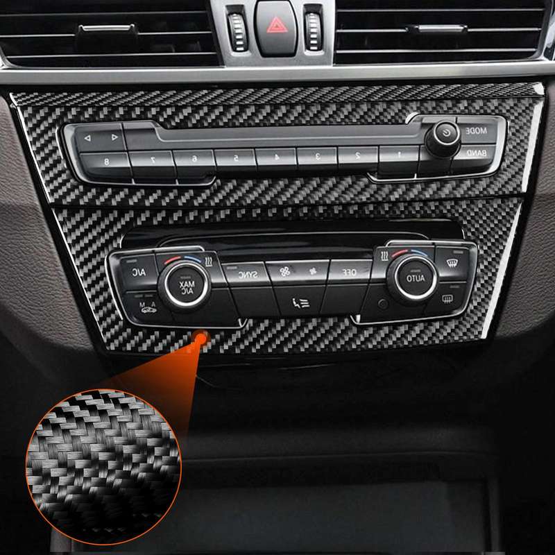 For BMW X1 F48/X2 F39 3pcs /Set Right-Hand Drive Radio + Air Conditioning Panel Sticker(Black)