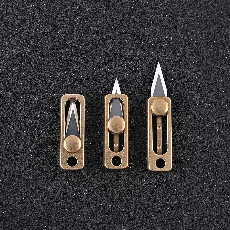 Brass Mini Knife Carry-on EDC Keychain Pendant Push-pull Unpacking Knife