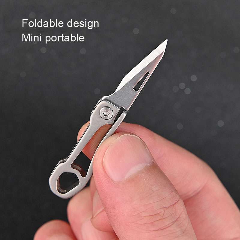 Brass Mini Knife Carry-on EDC Keychain Pendant Push-pull Unpacking Knife