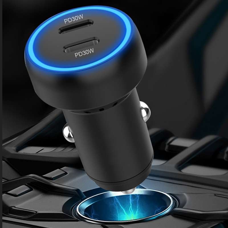 IBD352 Aluminum Alloy Dual Interface Car Charger, Spec: PD30W+PD30W