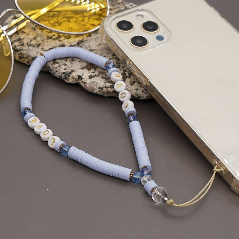 Geometric Letter Soft Pottery Mobile Phone Lanyard Anti-lost Phone Chain(RT-K210065C)