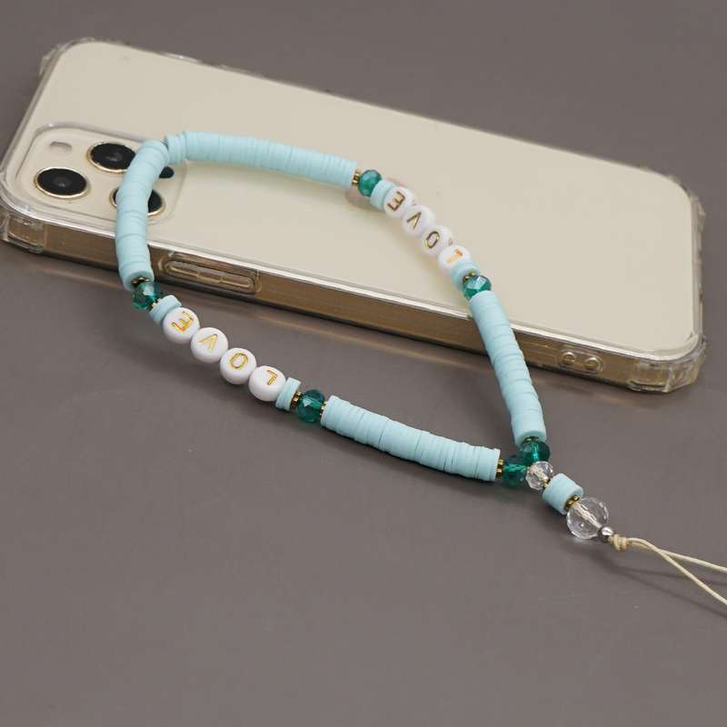 Geometric Letter Soft Pottery Mobile Phone Lanyard Anti-lost Phone Chain(RT-K210065C)