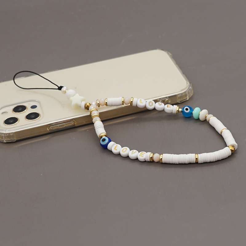 Geometric Letter Soft Pottery Mobile Phone Lanyard Anti-lost Phone Chain(RT-K210065C)