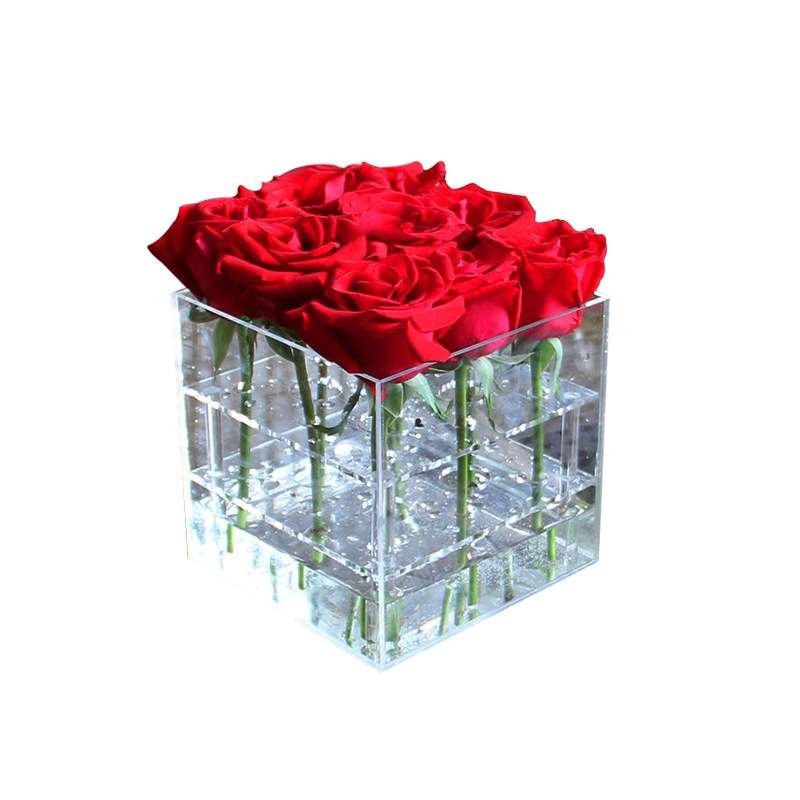 Square Transparent Acrylic Gift Box Flower Box, Specification: 1 Hole