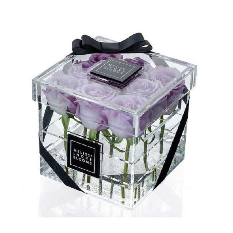 Square Transparent Acrylic Gift Box Flower Box, Specification: 9 Holes