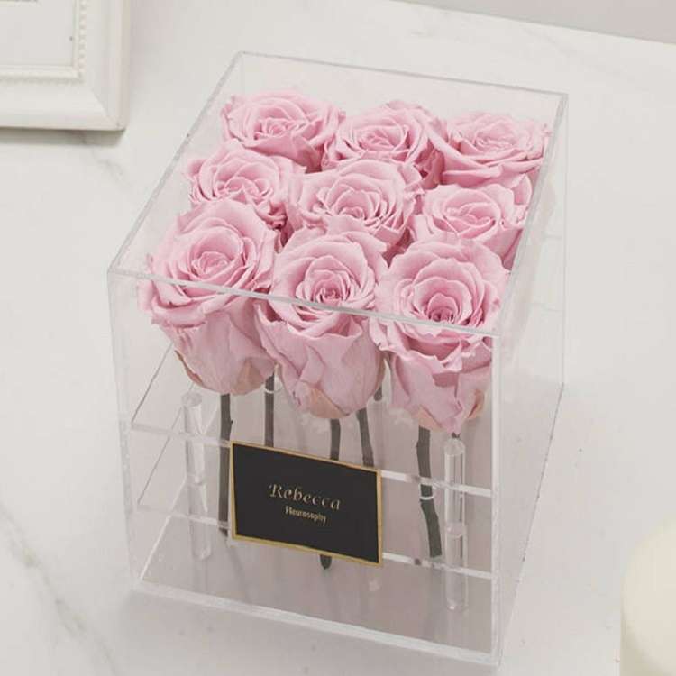 Square Transparent Acrylic Gift Box Flower Box, Specification: 4 Holes