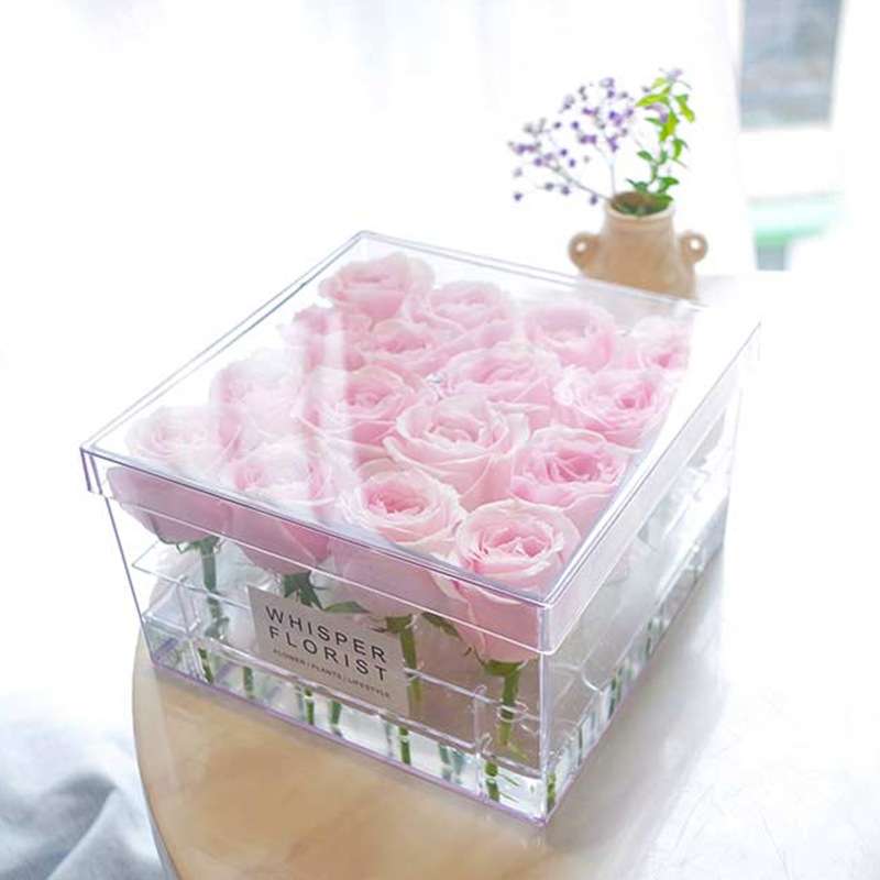 Square Transparent Acrylic Gift Box Flower Box, Specification: 16 Holes
