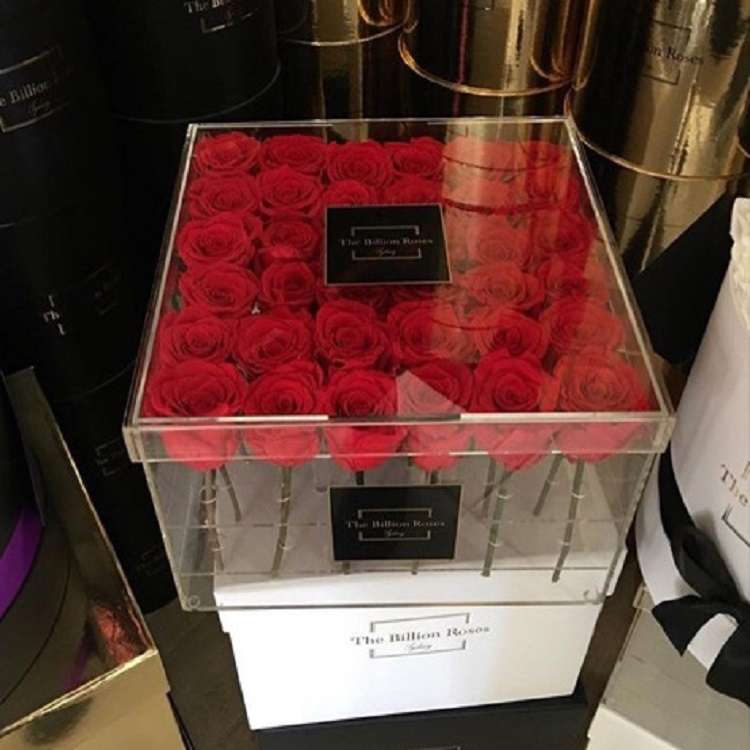 Square Transparent Acrylic Gift Box Flower Box, Specification: 25 Holes