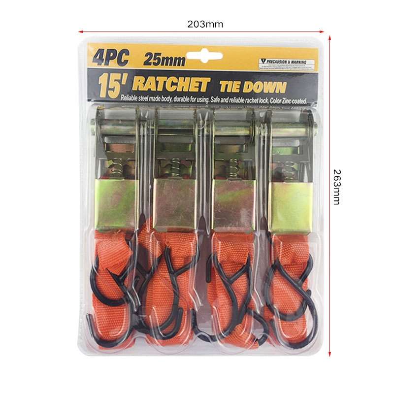 4PCS 15 Inch Tensioner Ratchet Strap Car Ratchet Thread Tensioner(Orange)