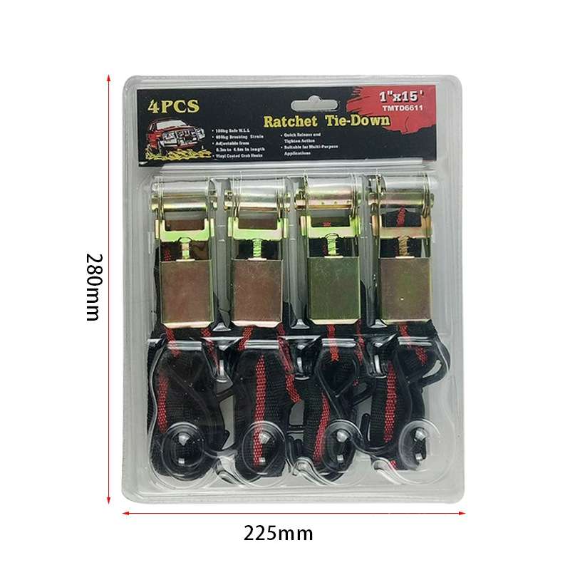 4PCS 15 Inch Tensioner Ratchet Strap Car Ratchet Thread Tensioner(Black)