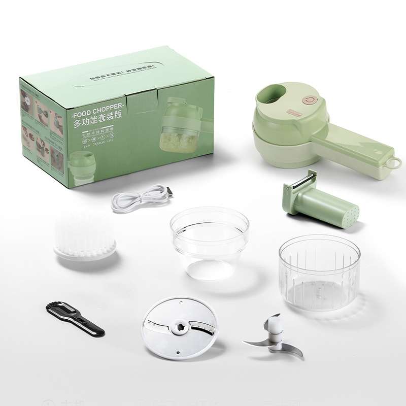 4 In 1 Handheld Electric Vegetable Cutter Set Garlic Mud Masher Garlic Chopper