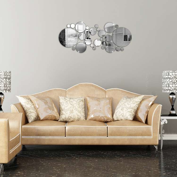 JM004 26PCS Bedroom Geometric Round Stereo Acrylic Mirror Wall Sticker(Gold)