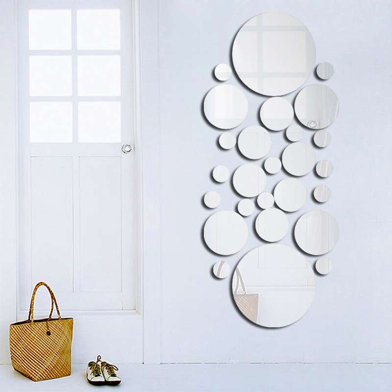 JM004 26PCS Bedroom Geometric Round Stereo Acrylic Mirror Wall Sticker(Gold)