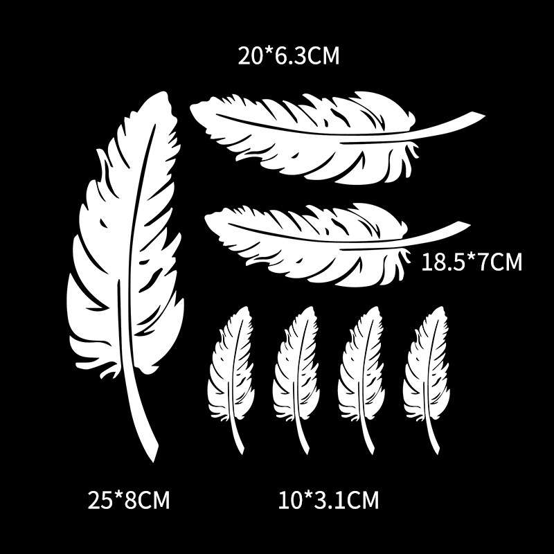 5 Sets Car 3D Feather Body Sticker Scratch Blocking Sticker(Black Feathers)
