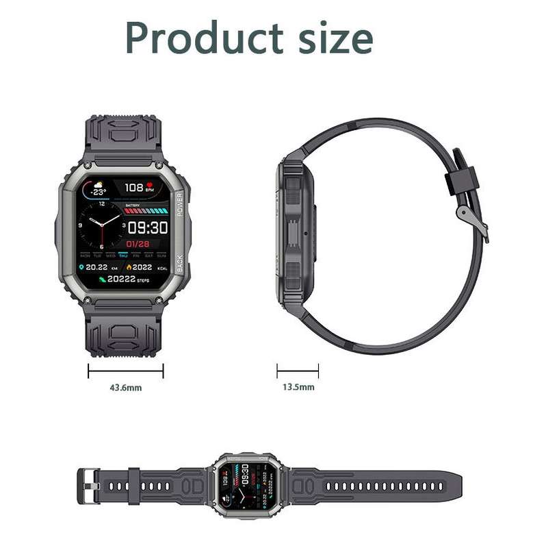 KR06 1.8 Inch Heart Rate Blood Pressure Monitoring Smart Calling Watch(Black)