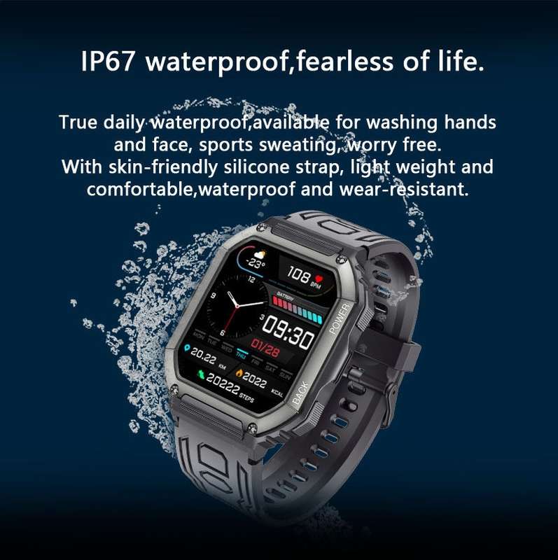 KR06 1.8 Inch Heart Rate Blood Pressure Monitoring Smart Calling Watch(Black)