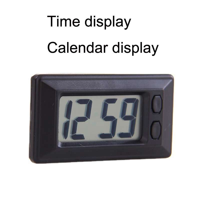 C33 Mini Home Car Electronic Clock With Hook And Loop Fastener(Black)