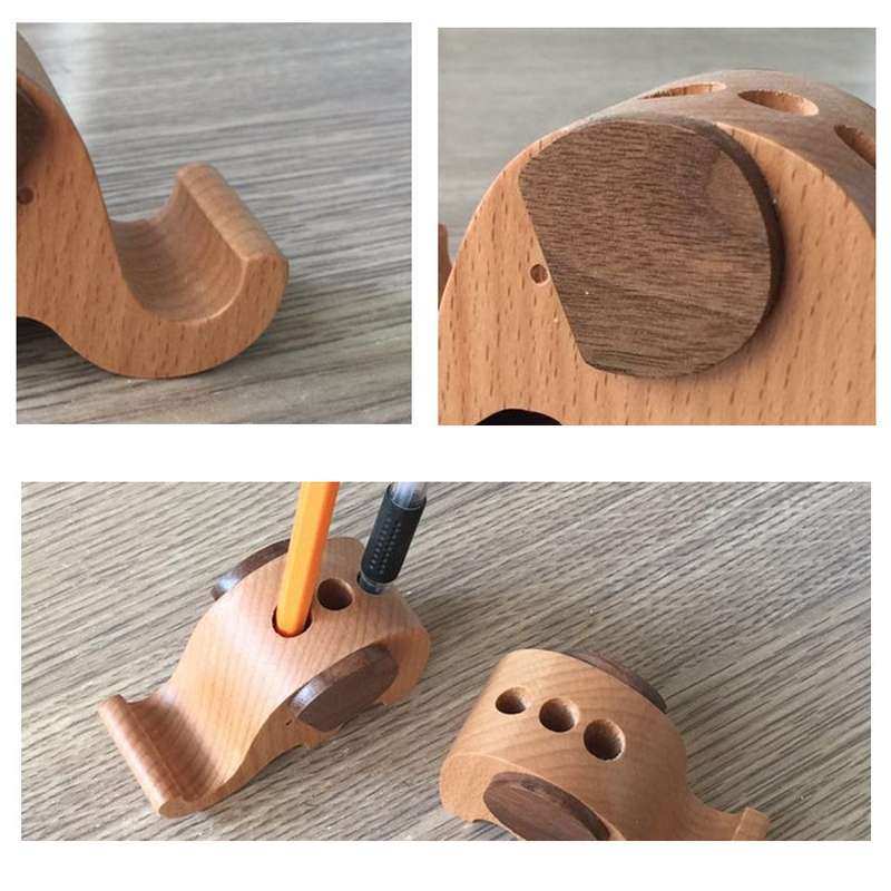 Wooden Mobile Phone Bracket Beech Lazy Mobile Phone Holder,Style: Elephants