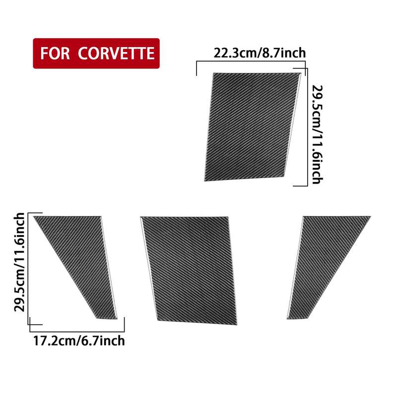 For Chevrolet Corvette C8 4pcs /Set Roof Camera Both Sides Stickers(Black)