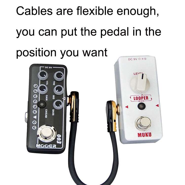 Single Block Audio Instrument Electric Guitar Effect Line, Cable Length: 15cm(Flat Head Gold)