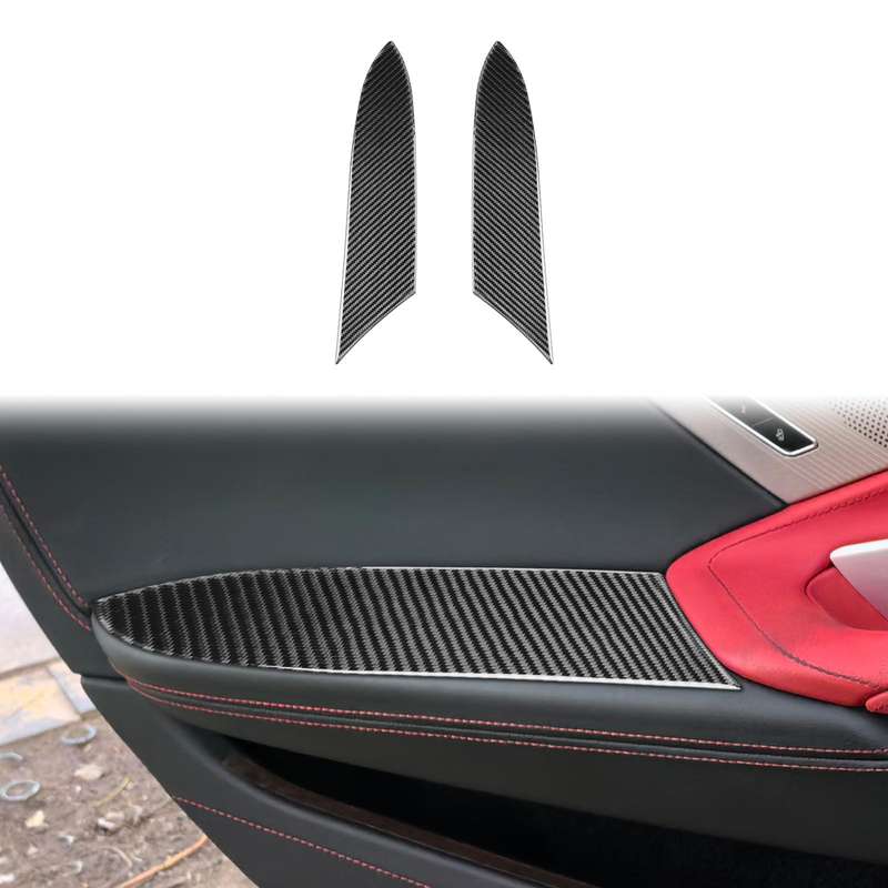 For Chevrolet Corvette C8 2pcs /Set Inner Armrest Panel Sticker(Black)
