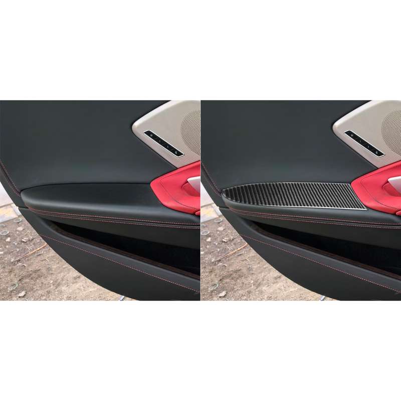 For Chevrolet Corvette C8 2pcs /Set Inner Armrest Panel Sticker(Black)