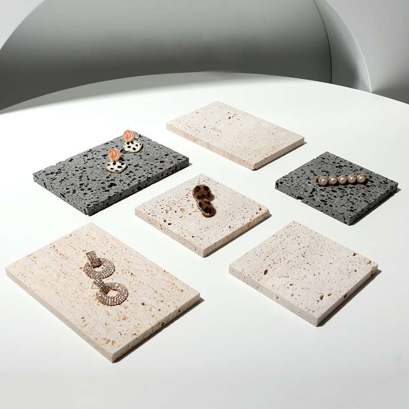2 PCS Cave Stone Jewelry Shooting Props Jewelry Display Stand, Color: Beige (10x10cm)