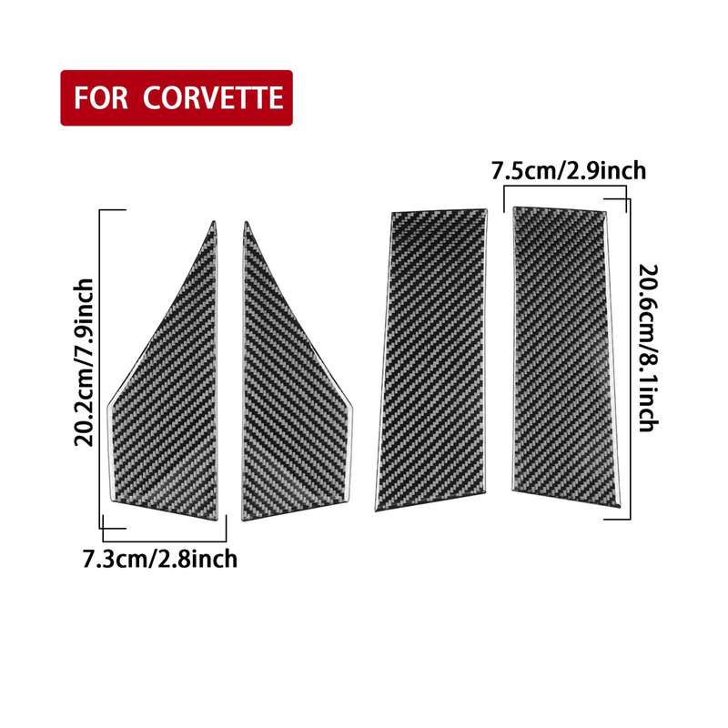 For Chevrolet Corvette C8 4pcs /Set Roof Both Sides Decorative Stickers(Black)