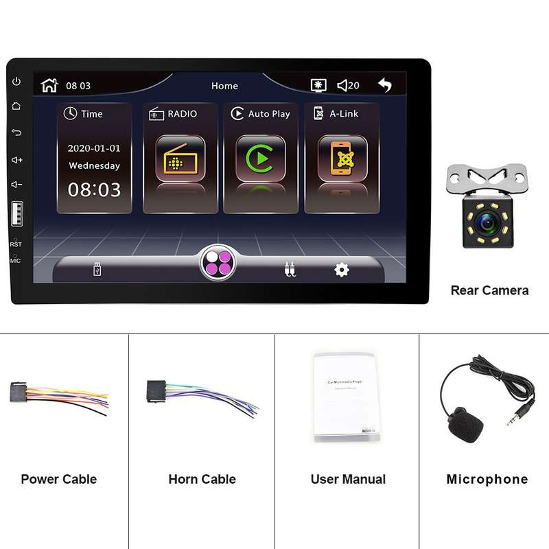 Q3570 9 inch Carplay Single Spindle MP5 Player, Style: Standard+8 Light Camera