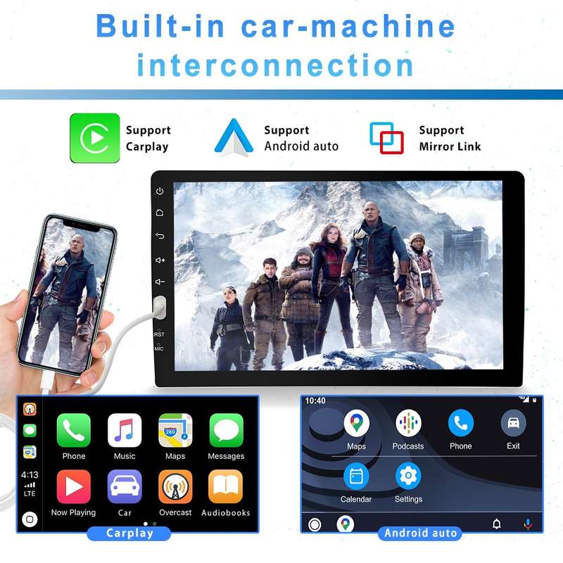 Q3570 9 inch Carplay Single Spindle MP5 Player, Style: Standard+8 Light Camera