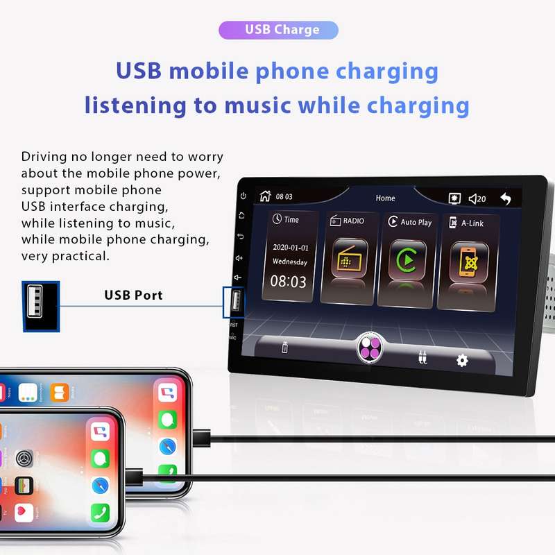Q3570 9 inch Carplay Single Spindle MP5 Player, Style: Standard+8 Light Camera
