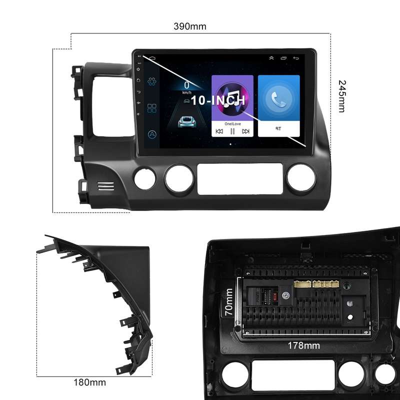 For Honda Civic 10.1 inch Android WiFi Navigation Machine, Style: Standard+12 Light Camera(2+32G)