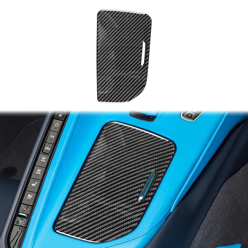 For Chevrolet Corvette C8 Right-Hand Drive Center Control Cup Cover Sticker(Black)