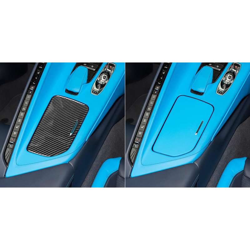 For Chevrolet Corvette C8 Right-Hand Drive Center Control Cup Cover Sticker(Black)
