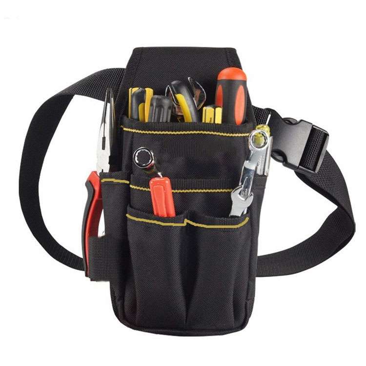 Lightweight Adjustable Hardware Tools Waist Bag Storage Bag(Black)