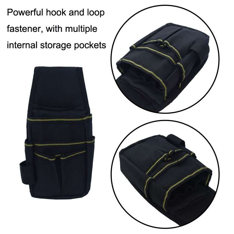 Lightweight Adjustable Hardware Tools Waist Bag Storage Bag(Black)