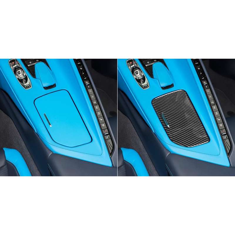 For Chevrolet Corvette C8 Left-Hand Drive Center Control Cup Cover Sticker(Black)
