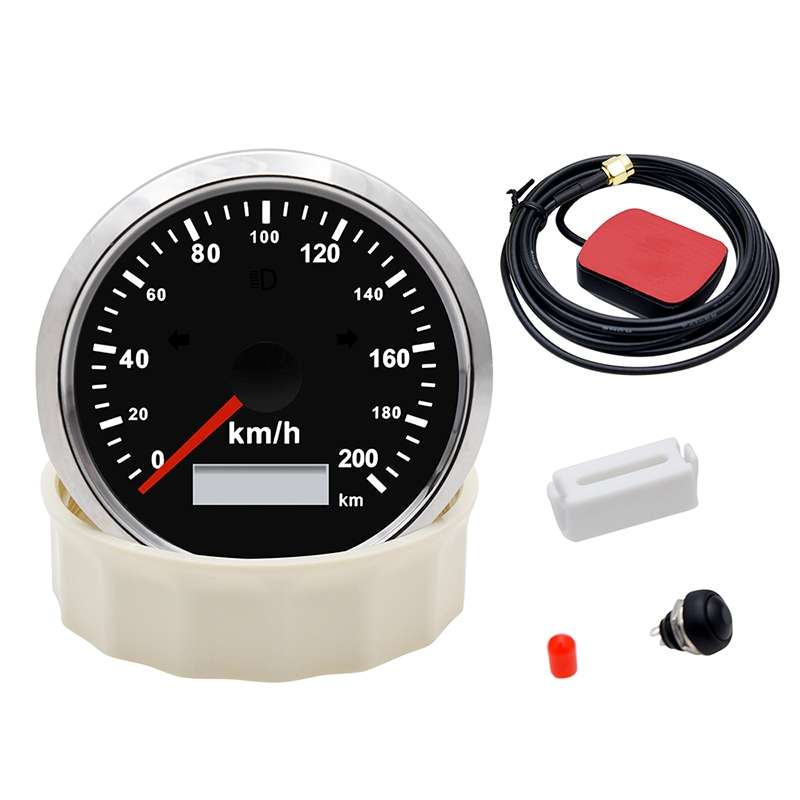TNG85 200KM Car Motorcycle GPS Speed Odometer With Alarm(Black Frame With Black Background)
